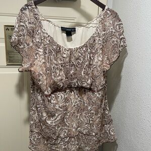 Venezia Light Brown Paisley Lace Blouse